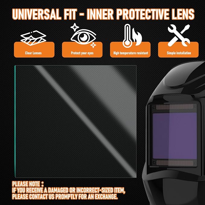 10Pcs - 3.94" x 3.66" - Universal Welding Helmet Clear Lens - Replacement Welding Helmet Lens