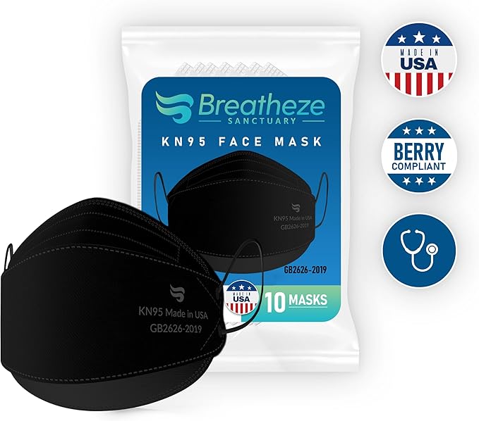 Breatheze KN95 Face Masks Made In USA FDA Registered - Disposable KN95 Mask - 3D Style