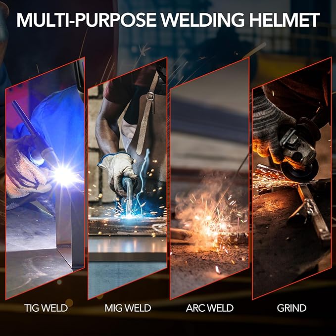 Welding Hood Auto Darkening Welding Helmet with Light True Color 1/1/1/2 Top Optical Clarity Wide Shade 9-13 Welding Mask with Grinding Weld Helmet (KTS-HD94)
