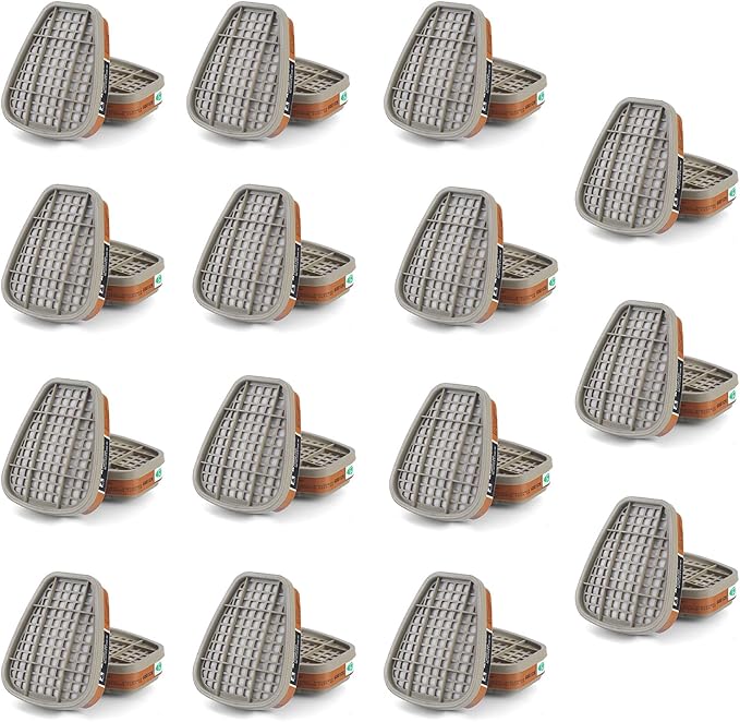 6001 Filter Cartridges for Respirator, Dust-Proof, Organic Vapor, Pollen and Chemical Cartridges, Compatible with 6200, 6800, 7502, FF402 Respirator 30PCS(15Pack) Brown