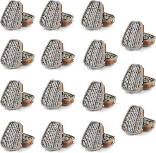 6001 Filter Cartridges for Respirator, Dust-Proof, Organic Vapor, Pollen and Chemical Cartridges, Compatible with 6200, 6800, 7502, FF402 Respirator 30PCS(15Pack) Brown