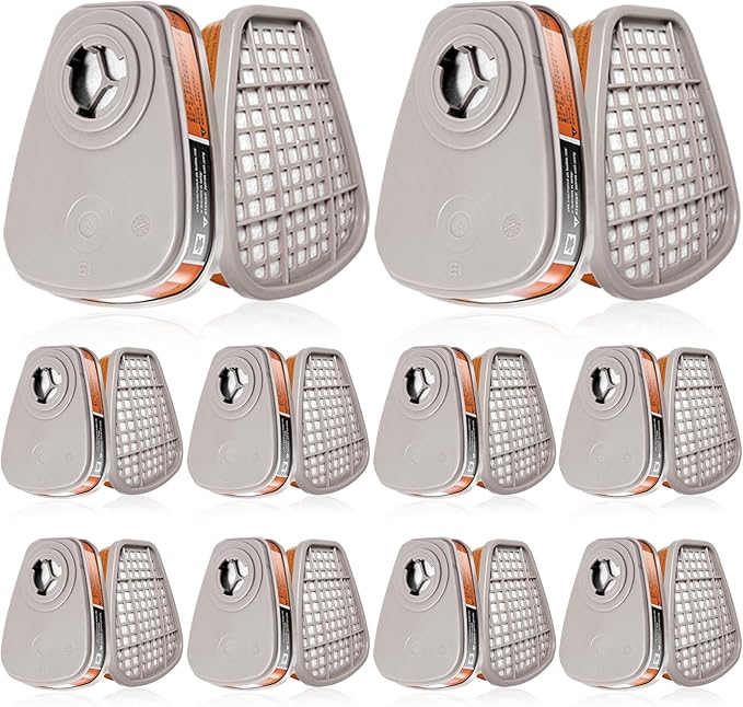 (10Pairs) 6001 Respirator Cartridge, 6001 Filters for Half and Full Respirator Against Gas/Organic Vapor/Chemical, Replaceable Filters Compatible with 6000, 7000, 4000 Series respirators