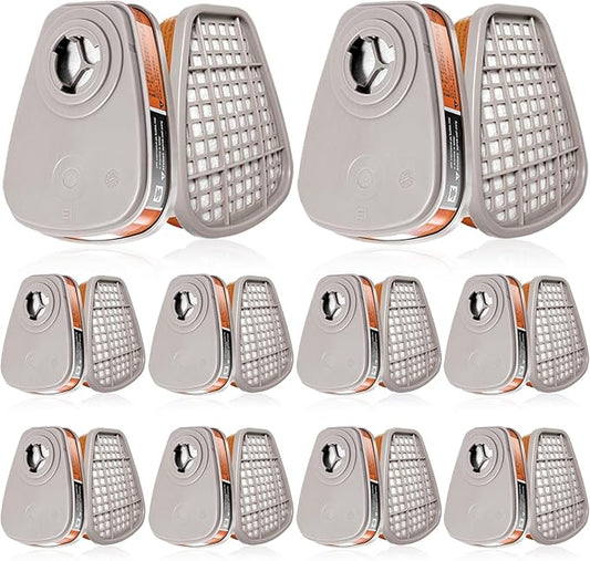 (10Pairs) 6001 Respirator Cartridge, 6001 Filters for Half and Full Respirator Against Gas/Organic Vapor/Chemical, Replaceable Filters Compatible with 6000, 7000, 4000 Series respirators