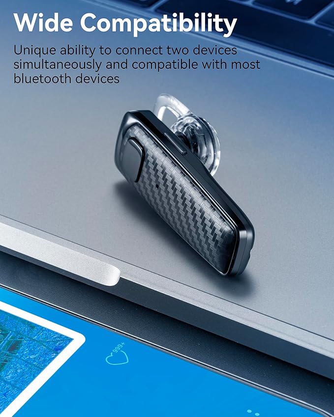 S525 Bluetooth 5.1 Wireless Earpiece, 16Hrs HD Calling, CVC8.0 Noise Cancelling, Hands-Free, Black