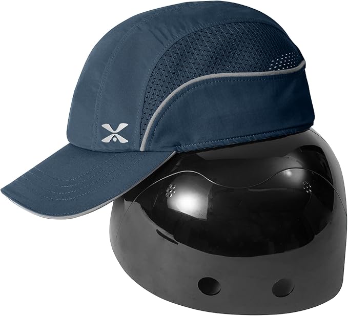 Lightweight Safety Bump Cap - Breathable Baseball Style Protective Hat with Reflective Stripes