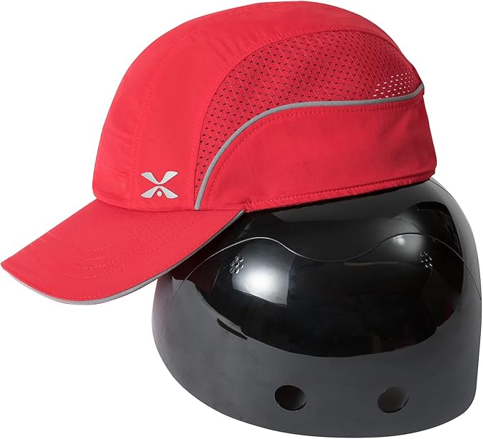 Lightweight Safety Bump Cap - Breathable Baseball Style Protective Hat with Reflective Stripes