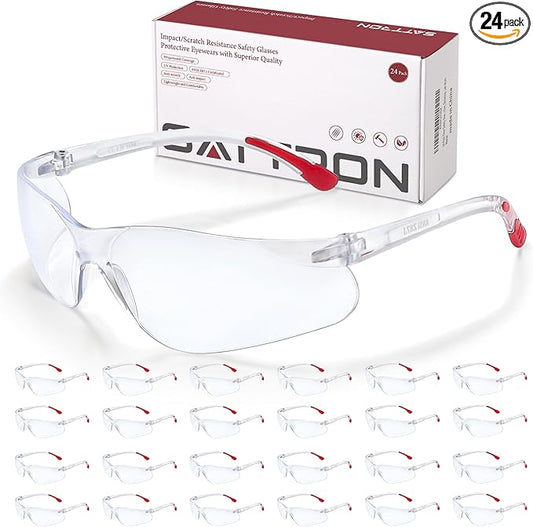 24 Pack Clear Safety Glasses, Protective Eyewear UV Protection & ANSI Z87.1, Safety Goggles Scratch & Impact Resistant Eye Protection for Men & Women - Ideal for Construction, Shooting, Lab Work