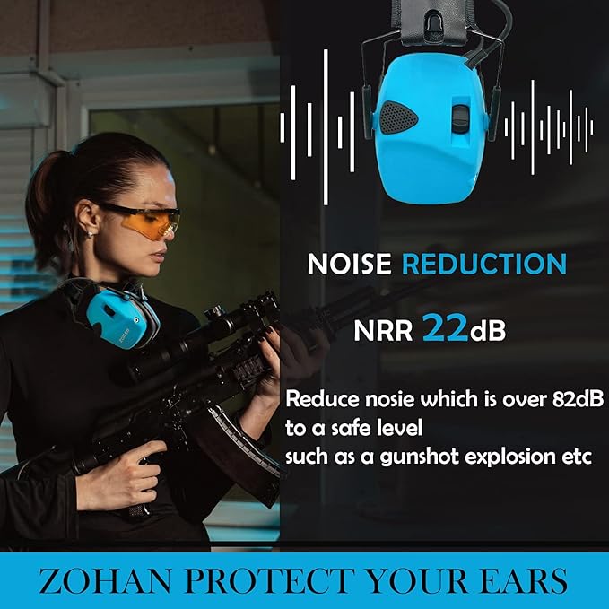 ZOHAN EM054 Electronic Ear Protection for Shooting Range with Sound Amplification Noise Reduction, Ear Muffs for Gun Range