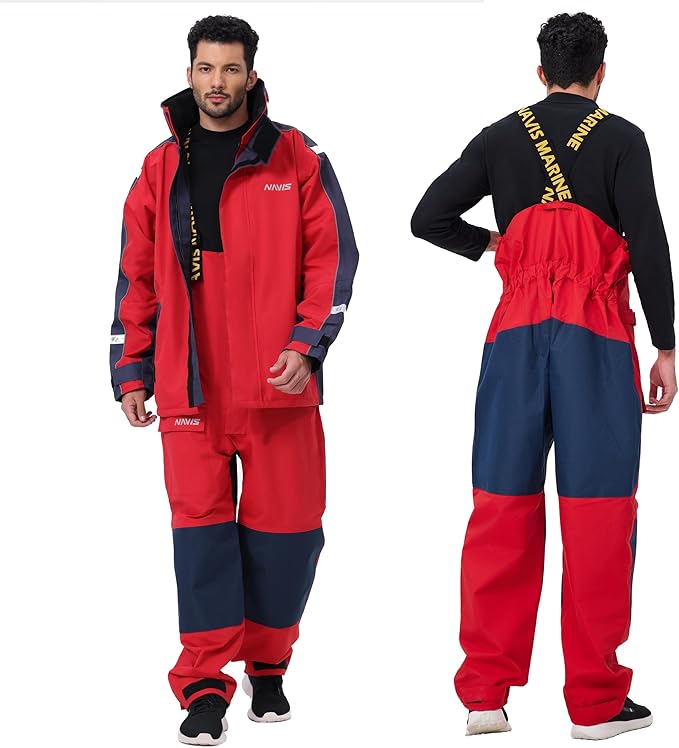 Men’s Waterproof Sailing Jacket & Bib Set – Coastal Breathable Hard Shell, Hi-Vis Hood, Cordura Reinforced