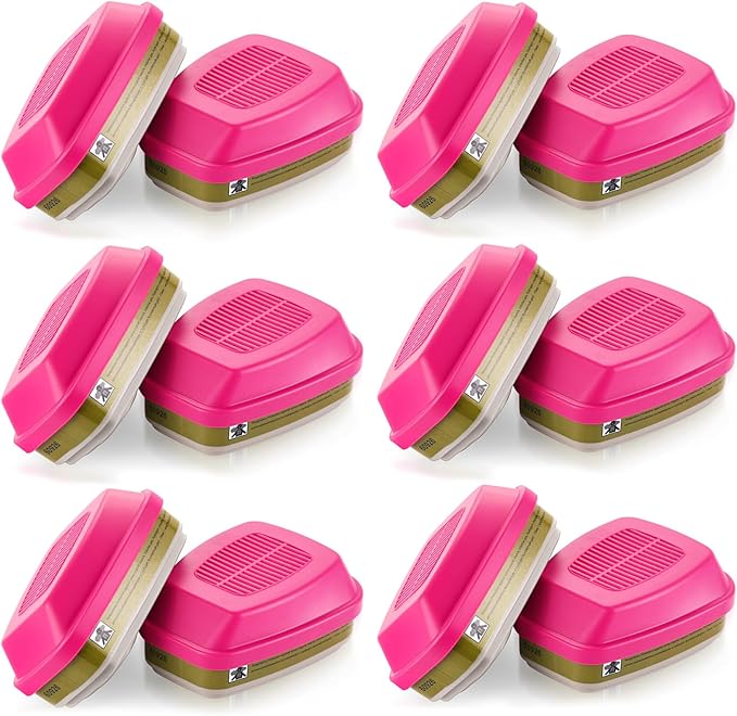 60923 Respirator Cartridge Particulate Filter, for 6000, 7000 and FF-400 Series Masks, Effective Filtering Organic Vapors, Acid Gases, Chemical, Dust … (6 Pair 60926)