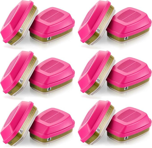 60923 Respirator Cartridge Particulate Filter, for 6000, 7000 and FF-400 Series Masks, Effective Filtering Organic Vapors, Acid Gases, Chemical, Dust … (6 Pair 60926)