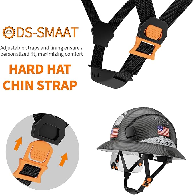 Full Brim Hard Hat with Visor, 6-Point Ratchet Suspension Safety Helmet, Superior Impact Head Protection, ANSI Z89.1 OSHA Approved Safety Helmet,Great for Men&Women