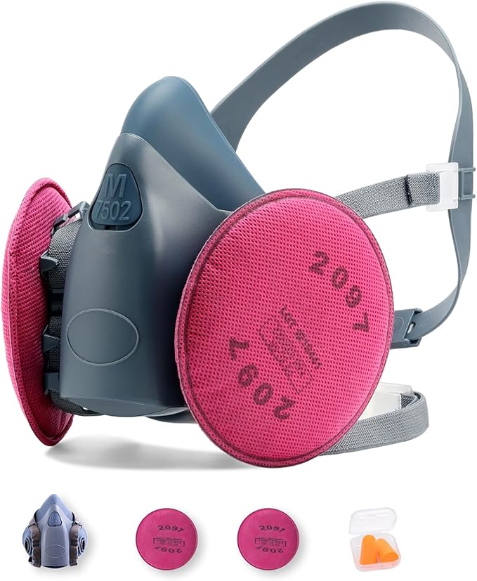 RANKSING Reusable Respirator Mask 7502 with 2097 Filter and Cartridges Half Gas Mask for Painting,Spraying,Polising and More