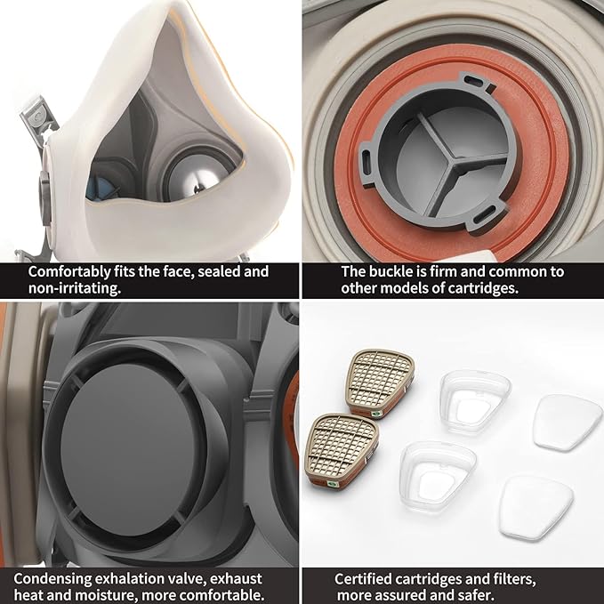 RANKSING Respirator Mask with Filters and Safety Glasses to Against Dust Gases while Painting Spraying