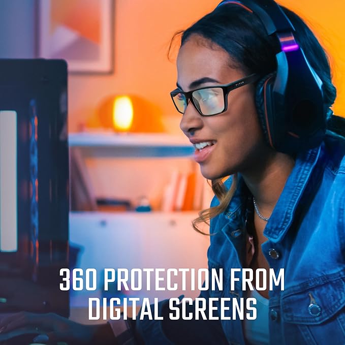 Titan Gaming Glasses, Anti Blue Light Glasses Men, UV400 Protection Blue Light Blocking Glasses for Computer Eye Strain