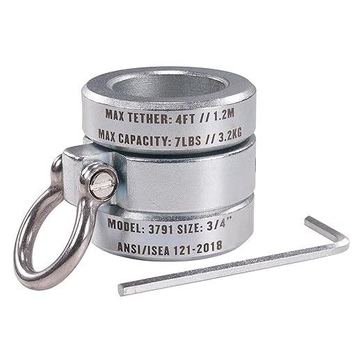 Ergodyne Squids 3791 Sleever Bar Lock Collar with Tethering Attachment Point for Tool Lanyard, Compatible Bar Size 3/4