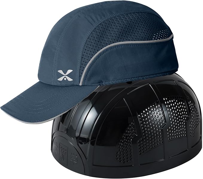 TIHEEN Unisex Safety Bump Cap, Baseball Hat Style with Reflective Stripes Lightweight and Breathable Hard Hat Head Protection Cap