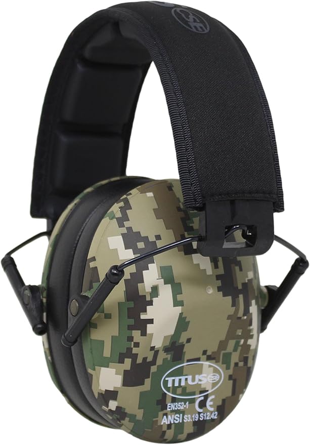 TITUS 2-Series Premium Low Profile Earmuffs, ANSI Rated, High NRR Noise Reduction, Durable Sport Band, Hearing Protection PPE