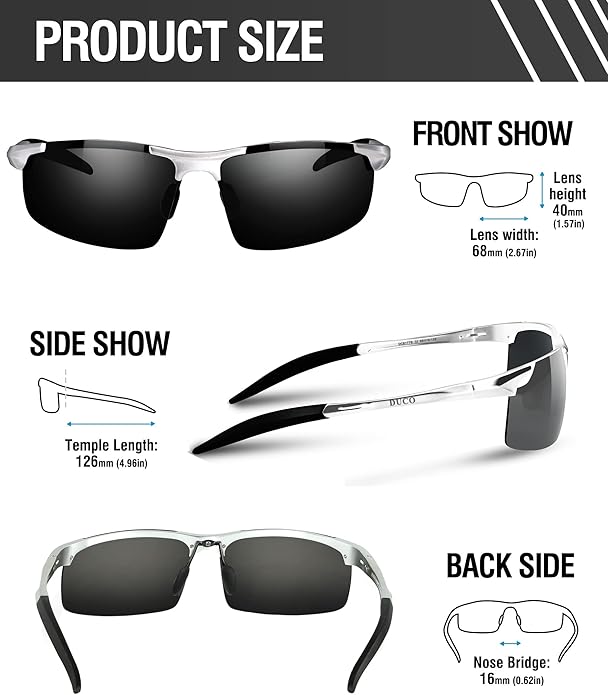 DUCO Mens Sports Polarized Sunglasses UV Protection Sunglasses for Men 8177s