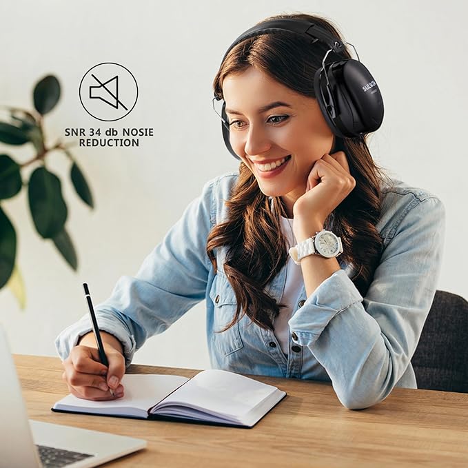 Hearing Protection Ear Muffs,NRR 28db Noise Cancelling for Shooting, Mowing, Construction,Black