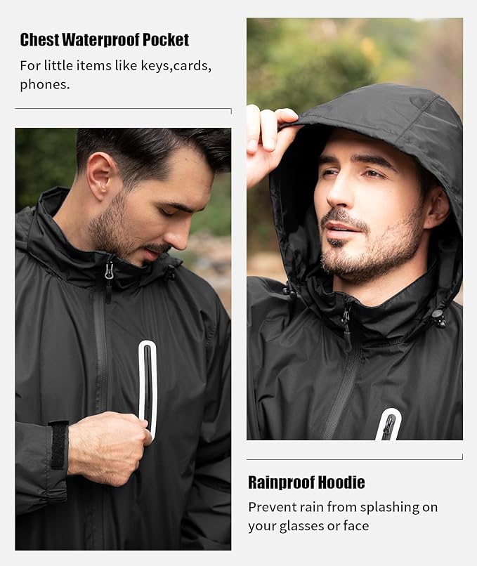 SWISSWELL Men's Waterproof Golf Rain Suit Rain Gear Jacket and Pant Outdoor Lightweight Hooded Raincoat