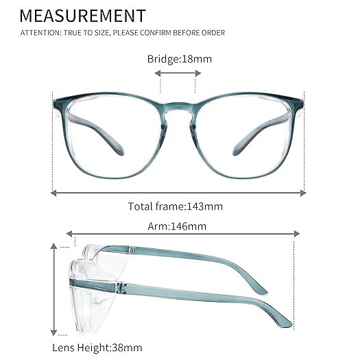 Alsenor Safety Glasses Anti Fog Goggles Protective Eyewear Blue Light Blocking Anti Dust UV Protection Glasses For Men Women (2 Pack (New Blue + Black))