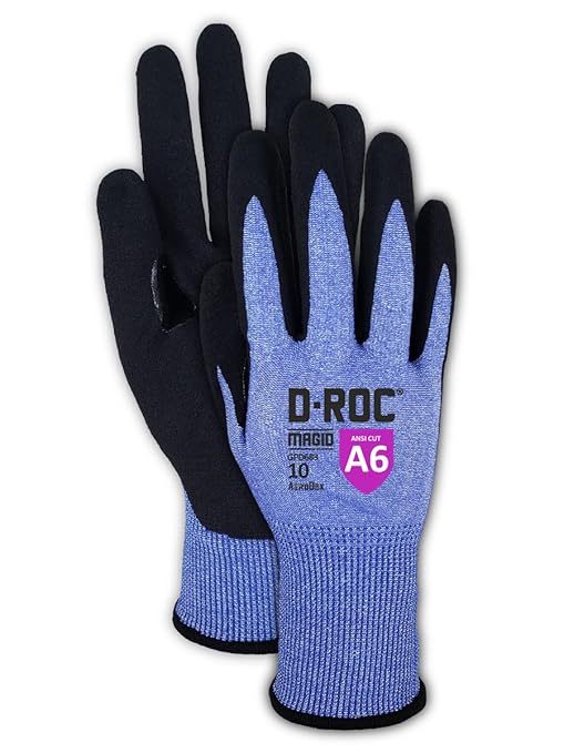 MAGID D-ROC AeroDex ANSI A6 VersaTek Grip Coated Work Glove, 12 Pairs, Size 6/XS (GPD683)