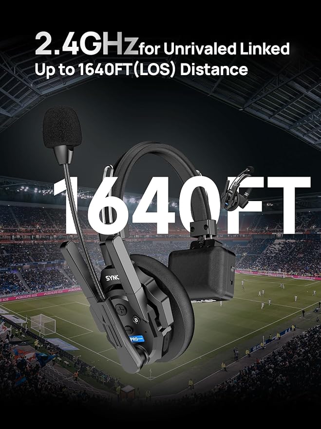SYNCO XTALK XPRO13 Wireless Communication Headset System, Full Duplex 2.4GHz Wireless with 24H Battery Life 500m/1640ft Noise Reduction for 13 Person, Xtalk-XPRO-intercom-Communication-Headset