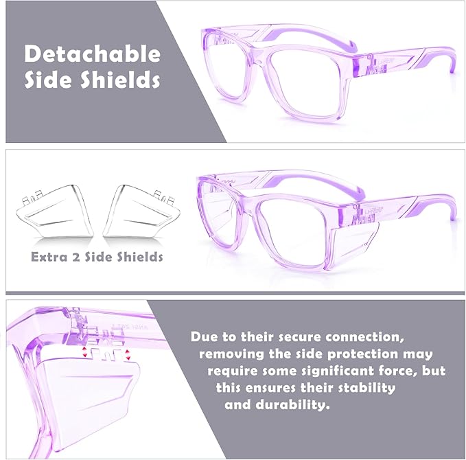 UKNOW Safety Glasses - Anti Fog Lenses - Eye Protection with Side Shields - ANSI Z87.1 Protective Eyewear - UV Protection
