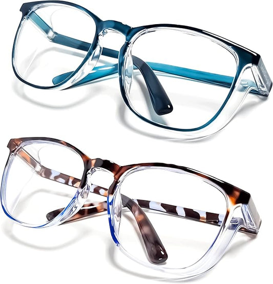 Safety Glasses Anti-Fog Goggles Z87.1 Blue Light Blocking Anti-Dust UV Protection Glasses For Men Women (Quartz/Blue+Blue)