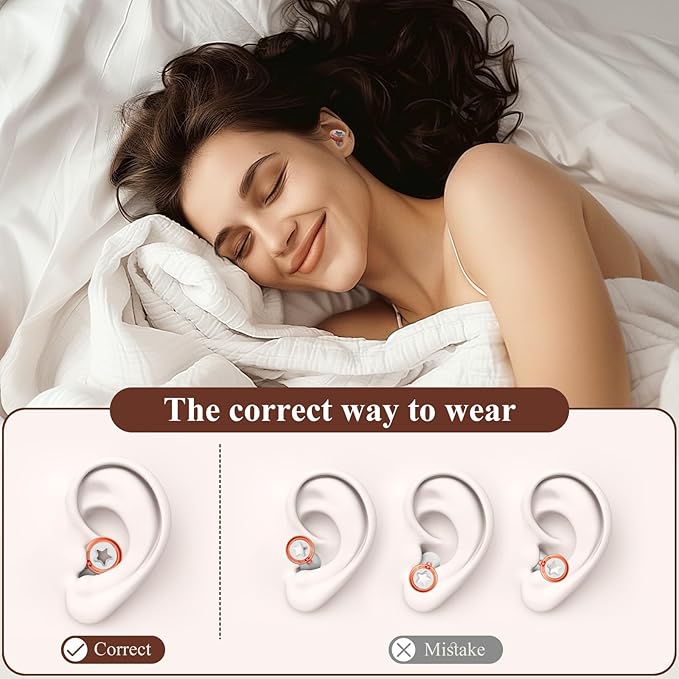Sleep Noise Cancelling Earplugs,Noise Hearing Protection,-26dB,Reusable, Washable,for Swimming,Sleeping,Working,Concentrating,Snoring,Travel Gift (Pink)