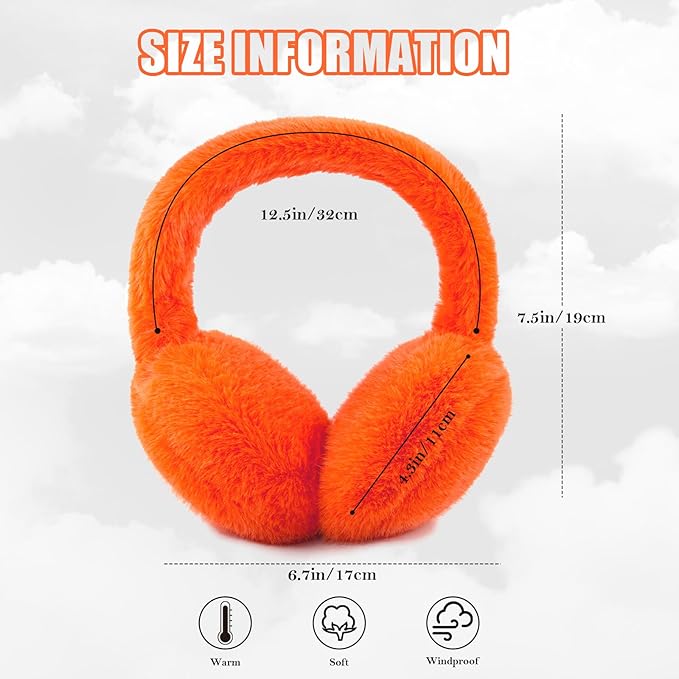 Winter Ear Muffs for Women Girls Faux Fur Cute White Earmuffs Fluffy Ear Warmers Foldable Ear Covers Outdoor