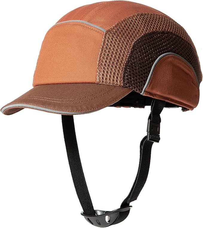 Lightweight Safety Bump Cap - Breathable Baseball Style Protective Hat with Reflective Stripes
