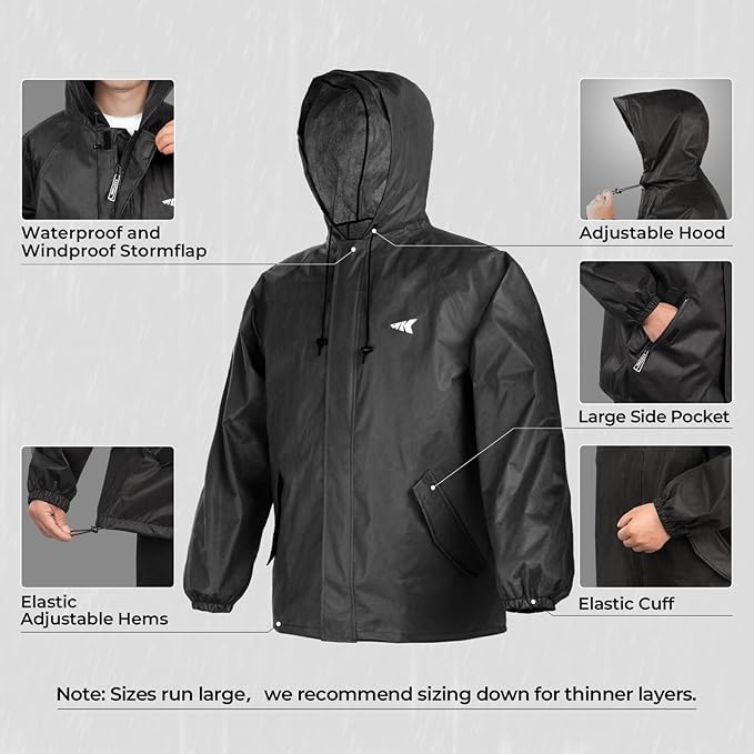 KastKing AquaLite Waterproof Rain Suit for Men and Women, Loose Fit, Lightweight, Durable Outdoor Gear for Fishing, Hiking