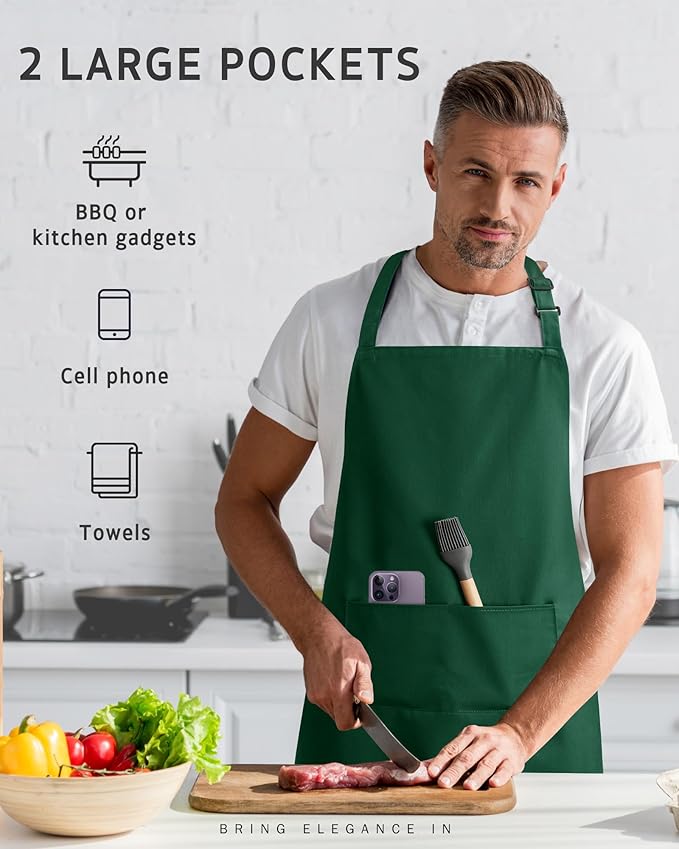 Syntus Chef Apron for Men Women Kitchen Cooking Apron with Pockets, Adjustable Bib Aprons Stain Resistant, 1 Pack