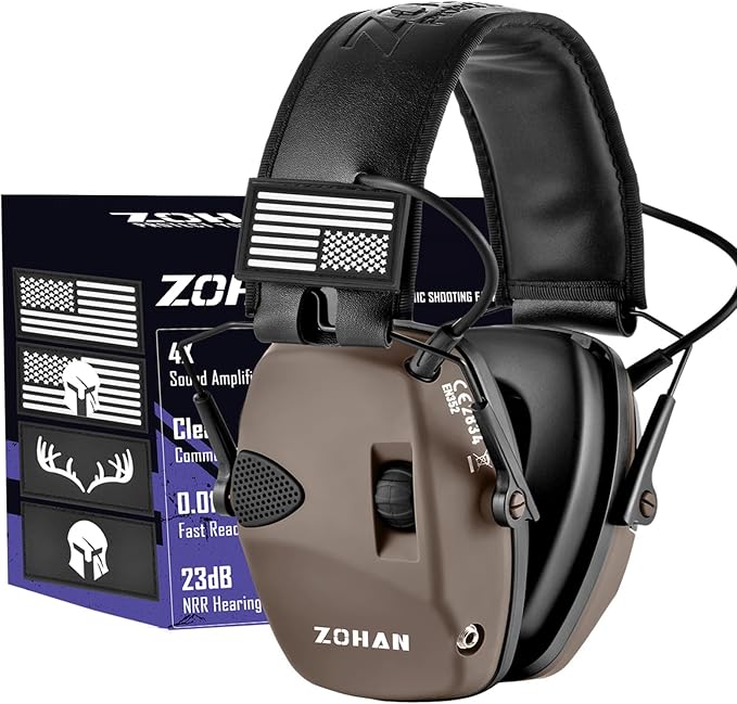 ZOHAN Electronic Shooting Earmuffs, Hearing Protection Shooters, NRR 23dB Noise Reduction Gun Range Ear Protection Headphones