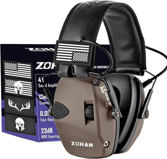 ZOHAN Electronic Shooting Earmuffs, Hearing Protection Shooters, NRR 23dB Noise Reduction Gun Range Ear Protection Headphones