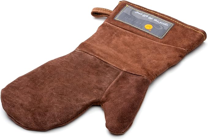 Outset Grill Mitt, Brown Leather BBQ and Oven Glove