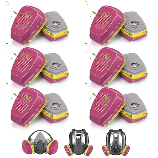 Respirator Filter(6 Pairs) - 60923 Respirator Cartridge for Respirator, Respirator Filters Compatible with 6000, 7000, FF-400 Series Respirator Against Acid Gases, Chemicals, Organic Vapors
