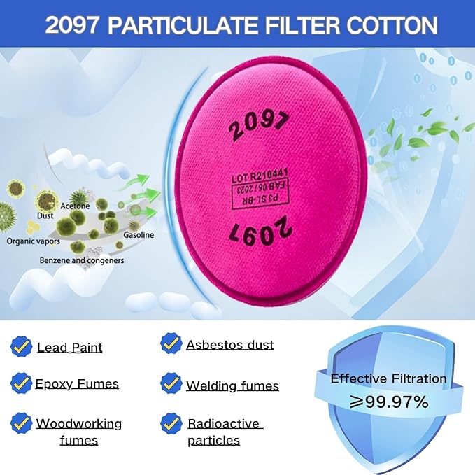 200PCS (100 Pack) 2097 Particulate Filter,2097 Filters Compatible with 6000 6200 6800 7000 FF-402 Series