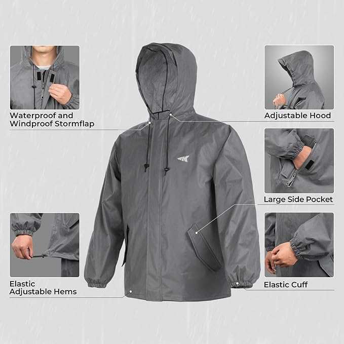 KastKing AquaLite Waterproof Rain Suit for Men and Women, Loose Fit, Lightweight, Durable Outdoor Gear for Fishing, Hiking