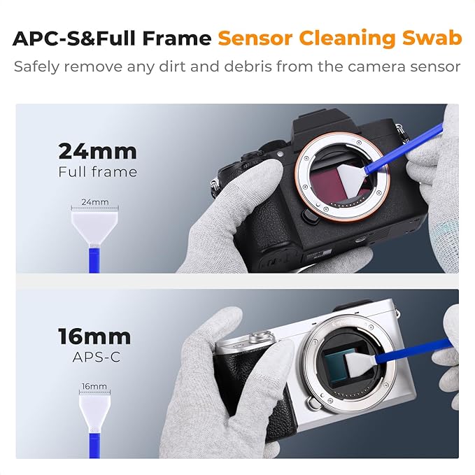 K&F Concept Professional Lens Cleaning Kit for DSLR & Mirrorless Cameras with APS-C/Full-Frame Sensor Cleaning Swabs/Lens Cleaner/Gloves/Camera Blower/Lens Pen Brush/Microfiber Cloths/Carrying Case