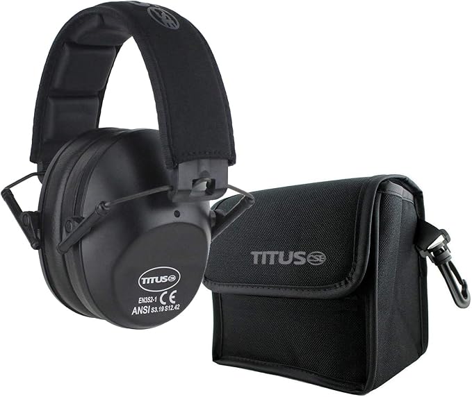 TITUS 2-Series Premium Low Profile Earmuffs, ANSI Rated, High NRR Noise Reduction, Durable Sport Band, Hearing Protection PPE