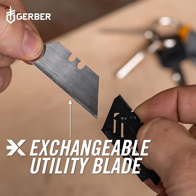 Gerber Gear EAB Slim Compact Utility Knife, Clips to Pocket or Keychain with Replaceable Blade with Bottle Opener for Everyday Carry, EDC Gear with Box Cutter Retractable, Black