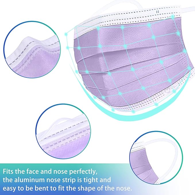 Disposable Face Mask 4-Ply for Adult, Soft Face Masks, Breathable Safety Mask…