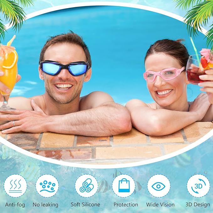 Xuhal 12 Pack Swim Goggles for Adult Anti Fog Swimming Glasses Leak Proof Swim with 12 Waterproof Nose Clips