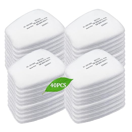 40PCS 5N11 Respirator Filter Cotton,Replacement Particulate Filter Cotton for 6200, 6502, 7502, 6800, and FF402 Series Respirator, Against Dust, Spray, Paint, Chemicals