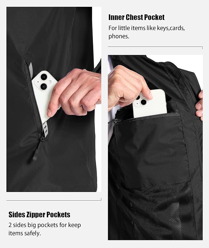 SWISSWELL Mens Women Rain Suit Rain Jacket and Pants Waterproof Lightweight Windbreaker with Detachable Hood for Golf Fishing