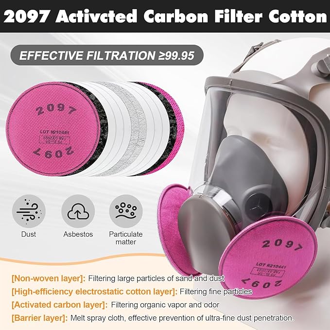 Full Face Respirator Mask with 60921 &2097 Filters - 6800 Reusable Gas Mask Against Dust Organic Vapor Anti-fog Mask for Epoxy Resin, Chemicals, Painting, Car Spraying, Woodworking, Welding, Polishing