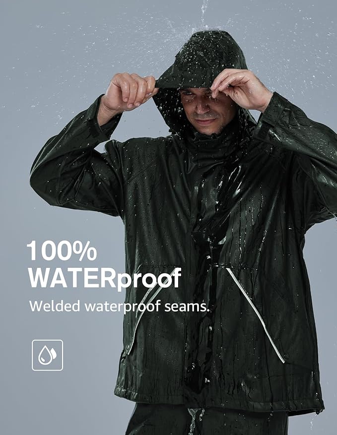 TOWN&FIELD Rain Suits for Fishing Waterproof Rain Gear for Men Women Heavy Duty Rain Coat Jacket with Pants/Overalls